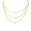 Roberto Coin 18K YELLOW DESIGNER GOLD TRIPLE STRAND PAPERCLIP CHAIN & DIAMOND NECKLACE