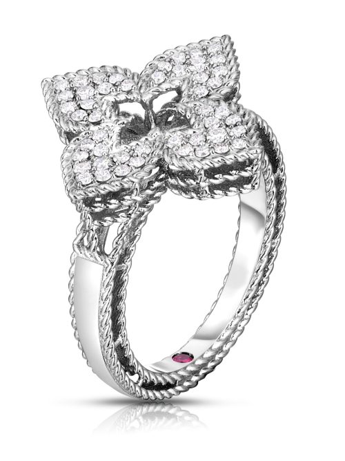 7773266AW70X_SIDE-zeU7UFmfTIy44QI.z Roberto Coin 18K WHITE GOLD VENETIAN PRINCESS PAVE DIAMOND MEDIUM FLOWER RING