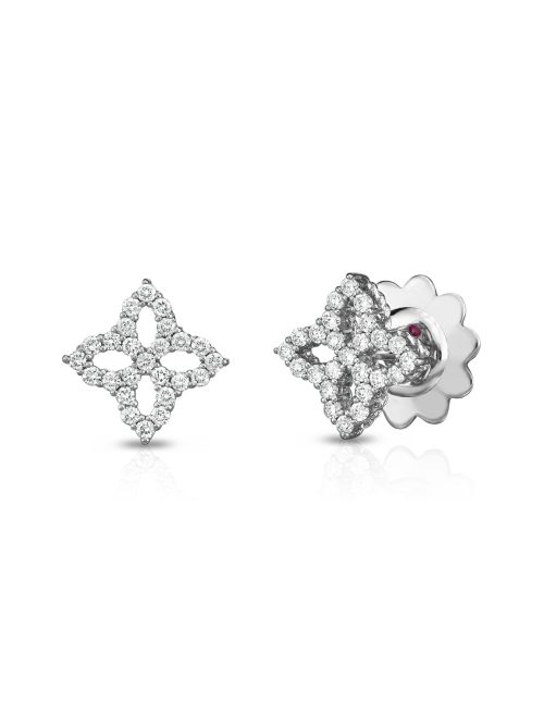 8882348AWERX-wOh9Nb1ZJUzxQhf.z Roberto Coin 18K WHITE GOLD DIAMOND PRINCESS OUTLINE SMALL FLOWER STUD EARRINGS