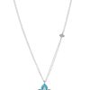 Roberto Coin 18K WHITE VENETIAN PRINCESS DIAMOND & TURQUOISE PENDANT WITH CHAIN