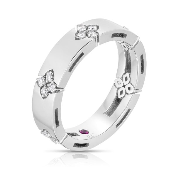 Roberto Coin 18K GOLD LOVE IN VERONA NARROW DIAMOND ACCENT RING