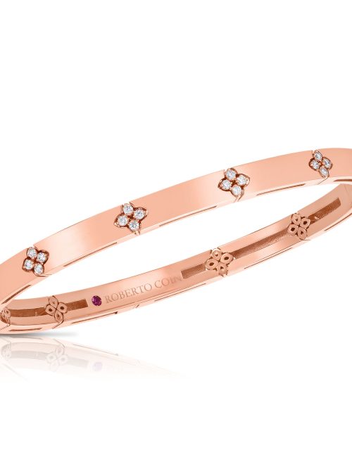 8882970AXBAXP-mjkGjIueInP57E7.z Roberto Coin 18K GOLD LOVE IN VERONA NARROW WIDTH DIAMOND ACCENT BANGLE