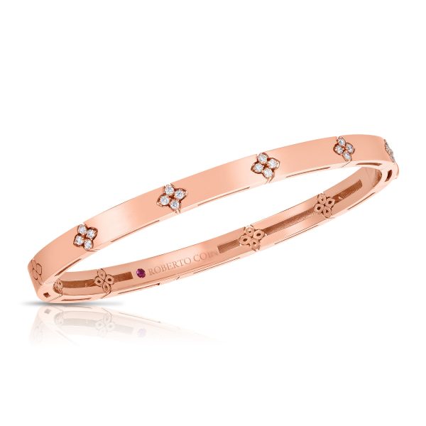 Roberto Coin 18K GOLD LOVE IN VERONA NARROW WIDTH DIAMOND ACCENT BANGLE