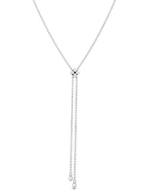 8883146AW23X-yrZl5rjNBLOWA86.z Roberto Coin 18K WHITE GOLD LOVE IN VERONA DIAMOND FLOWER LARIAT NECKLACE