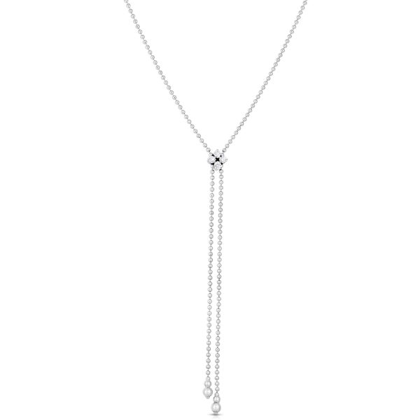 Roberto Coin 18K WHITE GOLD LOVE IN VERONA DIAMOND FLOWER LARIAT NECKLACE