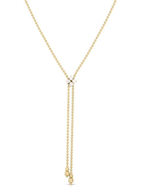 Roberto Coin 18K YELLOW GOLD LOVE IN VERONA DIAMOND FLOWER LARIAT NECKLACE