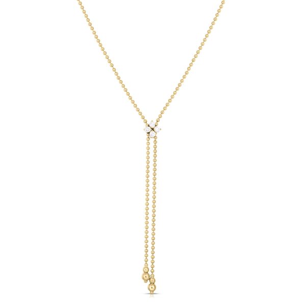 Roberto Coin 18K YELLOW GOLD LOVE IN VERONA DIAMOND FLOWER LARIAT NECKLACE