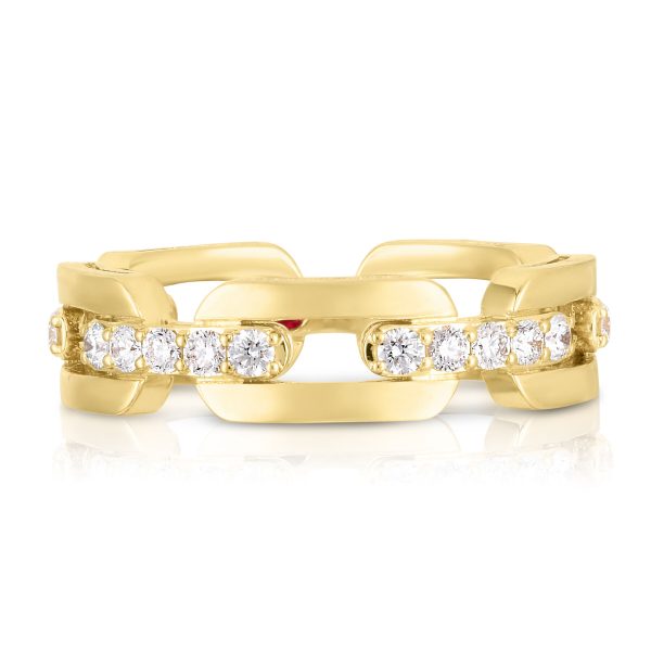 Roberto Coin 18K YELLOW GOLD NAVARRA HARD CHAIN LINK DIAMOND RING