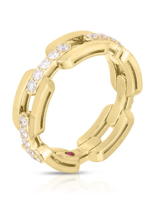 Roberto Coin 18K YELLOW GOLD NAVARRA HARD CHAIN LINK DIAMOND RING