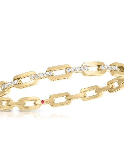 Roberto Coin 18K YELLOW GOLD NAVARRA HARD CHAIN LINK DIAMOND BANGLE