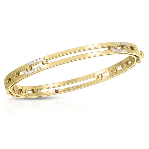 Roberto Coin 18K YELLOW GOLD NAVARRA DIAMOND ACCENT & EXTENDED LINK BANGLE