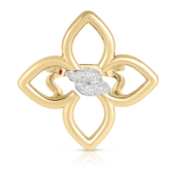 Roberto Coin 18K YELLOW/WHITE GOLD CIALOMA MEDIUM DIAMOND FLOWER RING