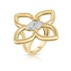 Roberto Coin 18K YELLOW/WHITE GOLD CIALOMA MEDIUM DIAMOND FLOWER RING