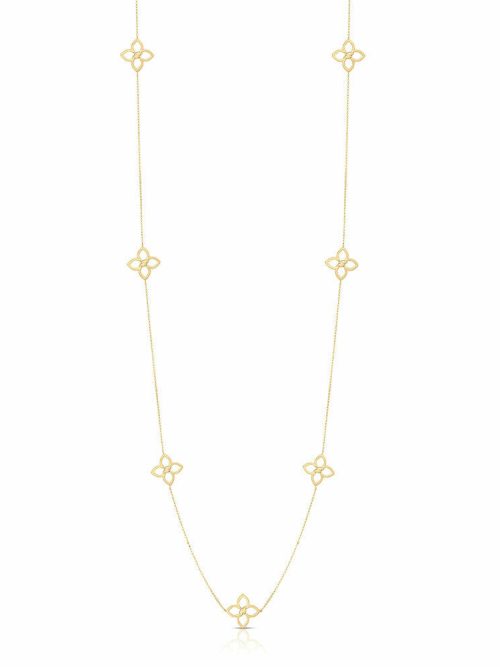 Roberto Coin 18K YELLOW/WHITE GOLD CIALOMA DIAMOND FLOWER STATION LONG NECKLACE