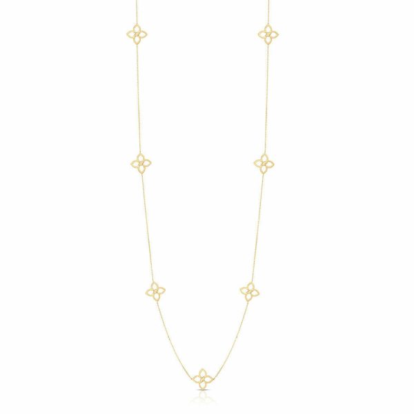 Roberto Coin 18K YELLOW/WHITE GOLD CIALOMA DIAMOND FLOWER STATION LONG NECKLACE