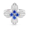 Roberto Coin 18K WHITE GOLD LOVE IN VERONA DIAMOND AND BLUE SAPPHIRE FLOWER RING