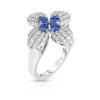 Roberto Coin 18K WHITE GOLD LOVE IN VERONA DIAMOND AND BLUE SAPPHIRE FLOWER RING