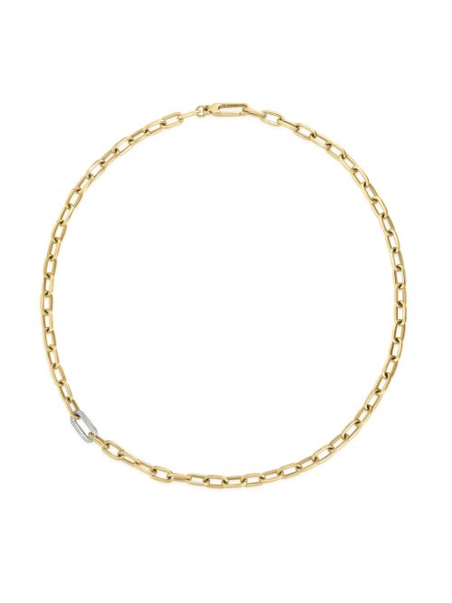9151272AJ17X-6ycfj.z Roberto Coin Description 18K YELLOW/WHITE DESIGNER GOLD DIAMOND LINK CHAIN NECKLACE