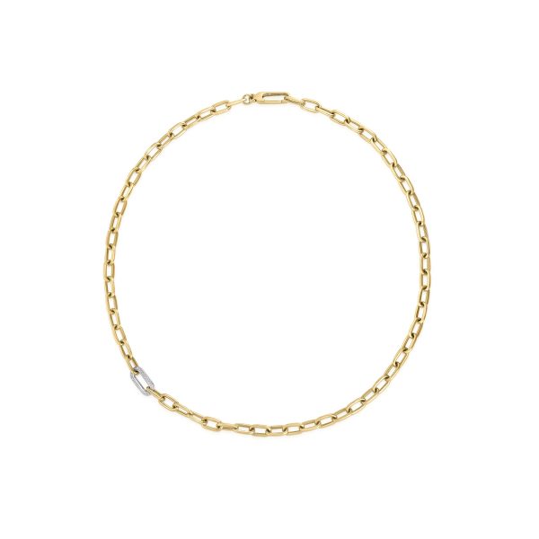 Roberto Coin Description 18K YELLOW/WHITE DESIGNER GOLD DIAMOND LINK CHAIN NECKLACE