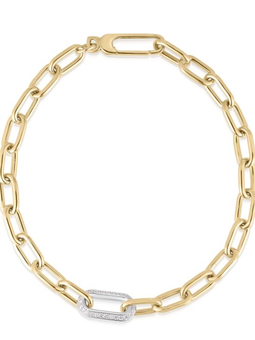 Roberto Coin 18K YELLOW/WHITE DESIGNER GOLD DIAMOND LINK CHAIN BRACELET