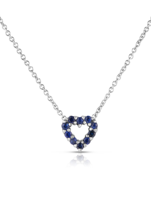 Screenshot 2025-08-23 150733 Roberto Coin 18K WHITE GOLD TINY TREASURES DIAMOND & BLUE SAPPHIRE REVERSIBLE HEART NECKLACE