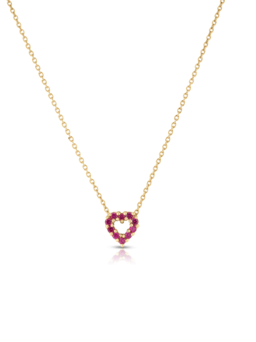 Roberto Coin 18K YELLOW GOLD TINY TREASURES DIAMOND AND RUBY REVERSIBLE HEART NECKLACE