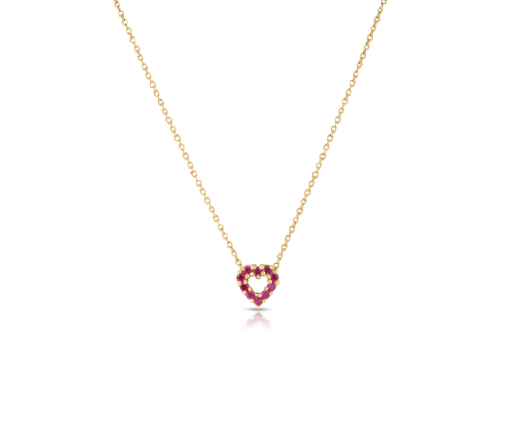Roberto Coin 18K YELLOW GOLD TINY TREASURES DIAMOND AND RUBY REVERSIBLE HEART NECKLACE