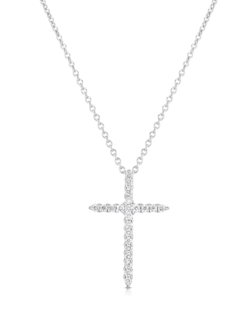 Screenshot 2025-08-23 151617 Roberto Coin 18K WHITE GOLD TINY TREASURES DIAMOND SLIVER CROSS NECKLACE