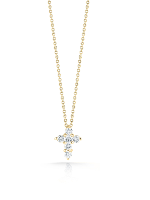 Roberto Coin 18K YELLOW GOLD TINY TREASURES MINI DIAMOND CROSS NECKLACE
