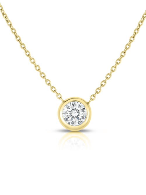Screenshot 2025-08-23 153247 Roberto Coin 18K YELLOW GOLD DIAMONDS BY THE INCH BEZEL SET SOLITAIRE NECKLACE