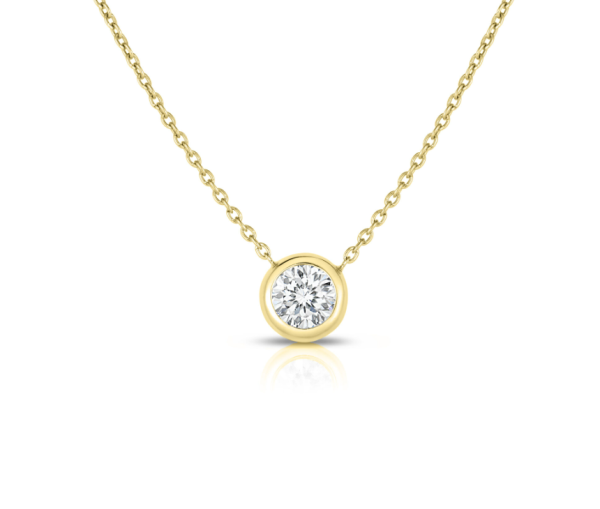 Roberto Coin  18K YELLOW GOLD DIAMONDS BY THE INCH BEZEL SET SOLITAIRE NECKLACE