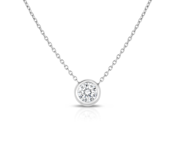 Roberto Coin 18K WHITE GOLD DIAMONDS BY THE INCH BEZEL SET SOLITAIRE NECKLACE