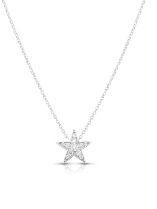 Screenshot 2025-08-23 154918 Roberto Coin 18K WHITE GOLD TINY TREASURE DIAMOND 5 POINT STAR NECKLACE