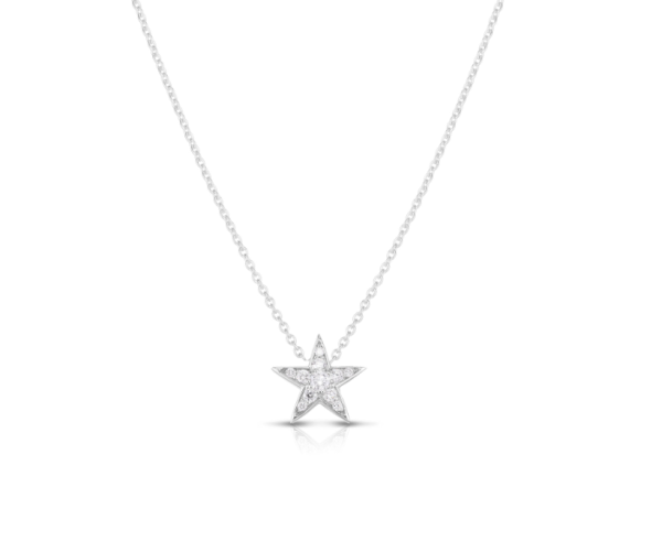 Roberto Coin 18K WHITE GOLD TINY TREASURE DIAMOND 5 POINT STAR NECKLACE