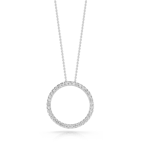 Roberto Coin 18K WHITE GOLD TINY TREASURES MEDIUM DIAMOND CIRCLE NECKLACE