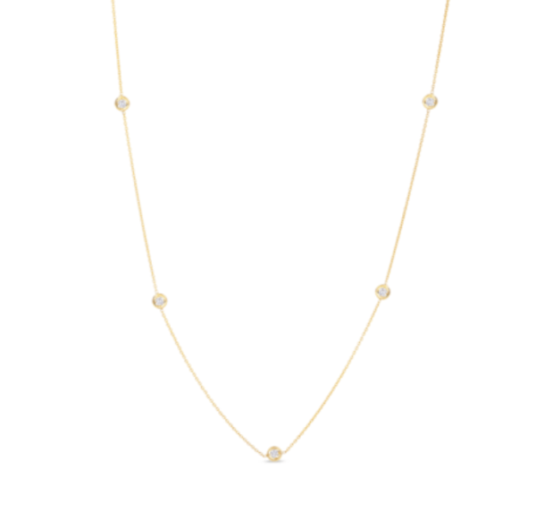 Roberto Coin 18K GOLD DIAMONDS BY THE INCH 7 STATION NECKLACE