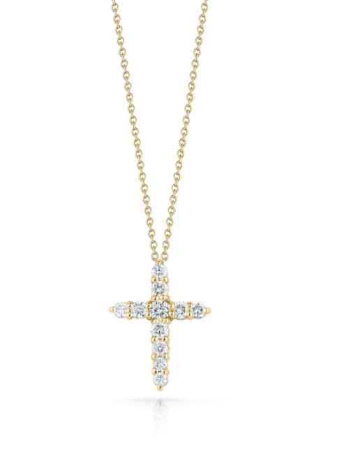 Screenshot 2025-08-23 162941 Roberto Coin T18K YELLOW GOLD TINY TREASURES DIAMOND TAPERED CROSS NECKLACE