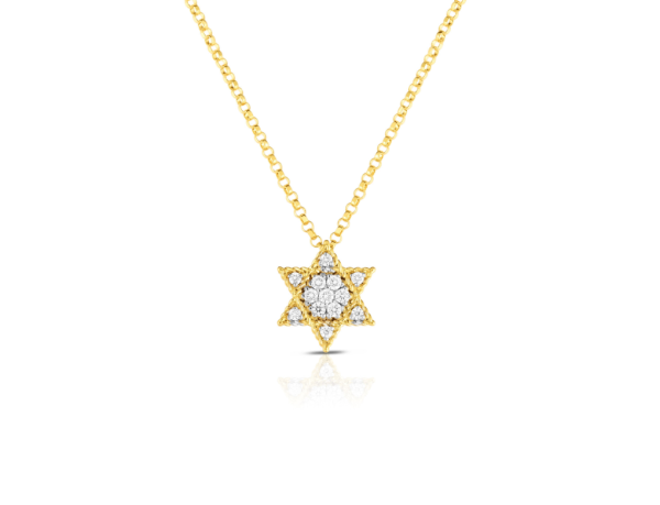 Roberto Coin 18K YELLOW/WHITE GOLD PRINCESS DIAMOND STAR OF DAVID NECKLACE