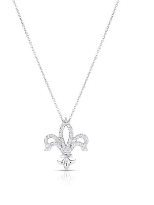 Screenshot 2025-08-29 113823 Roberto Coin 18K WHITE GOLD TINY TREASURES DIAMOND FLEUR-DE-LIS NECKLACE