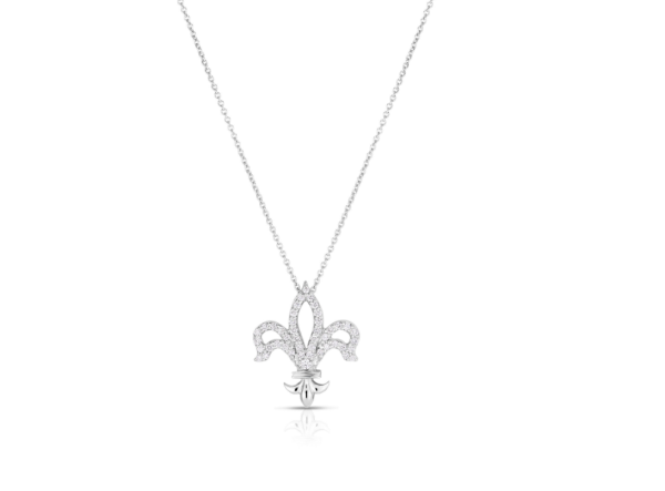Roberto Coin 18K WHITE GOLD TINY TREASURES DIAMOND FLEUR-DE-LIS NECKLACE