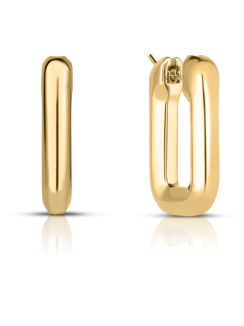 Roberto Coin 18K YELLOW DESIGNER GOLD SMALL SQUARE HOOP EARRINGS
