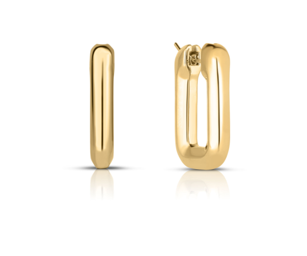Roberto Coin 18K YELLOW DESIGNER GOLD SMALL SQUARE HOOP EARRINGS