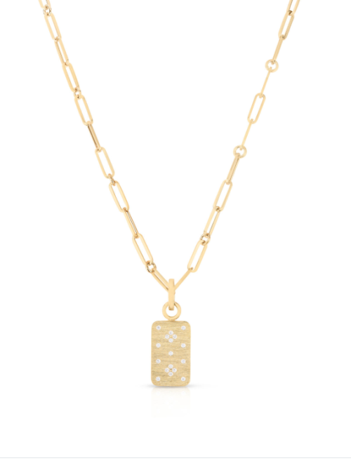 Screenshot 2025-08-30 121853 Roberto Coin 18K Y VENETIAN PRINCESS DIAMOND DOG TAG ON PAPERCLIP CHAIN