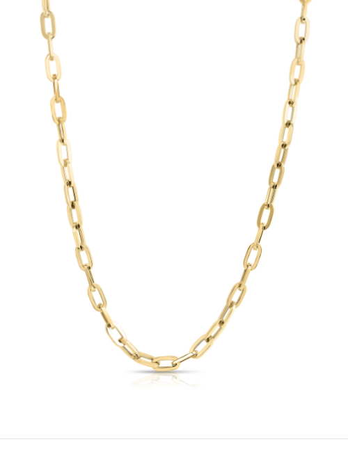 Roberto Coin 18K YELLOW DESIGNER GOLD HEAVY GAUGE PAPERCLIP LINK 17 INCH CHAIN