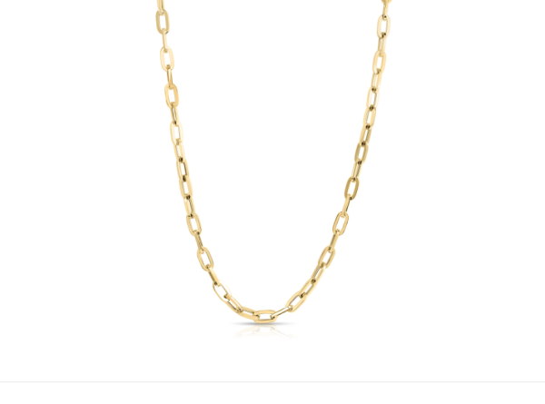 Roberto Coin 18K YELLOW DESIGNER GOLD HEAVY GAUGE PAPERCLIP LINK 17 INCH CHAIN