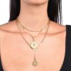 Roberto Coin 18K YELLOW GOLD VENETIAN PRINCESS DIAMOND & SATIN FINISH SMALL MEDALLION NECKLACE
