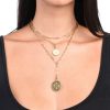 Roberto Coin 18K YELLOW GOLD VENETIAN PRINCESS DIAMOND & SATIN FINISH SMALL MEDALLION NECKLACE