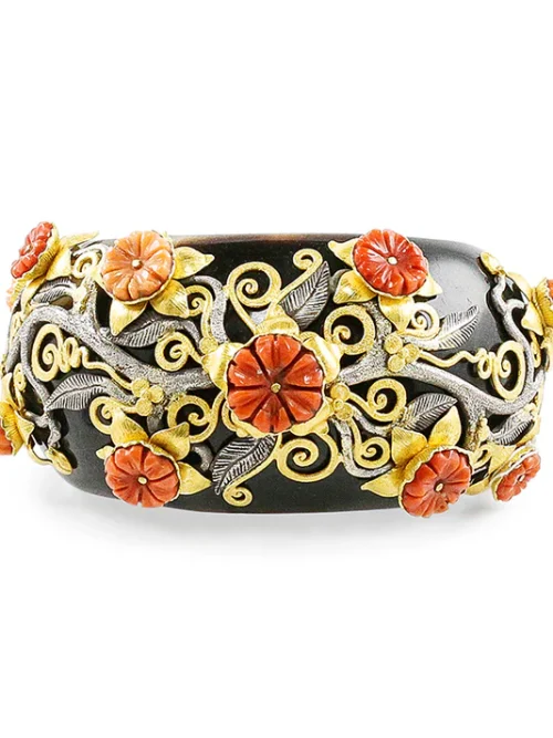 B-12830_26_660_2 Carolyn Tyler "Rundu Flower" Cuff Bracelet