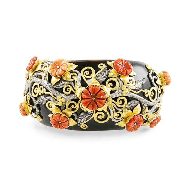 B-12830_26_660_2 Carolyn Tyler "Rundu Flower" Cuff Bracelet