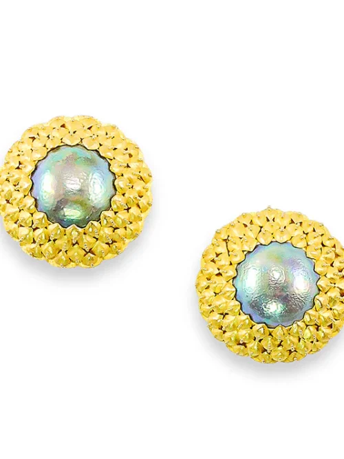 Carolyn Tyler "Artichoke" Button Earrings